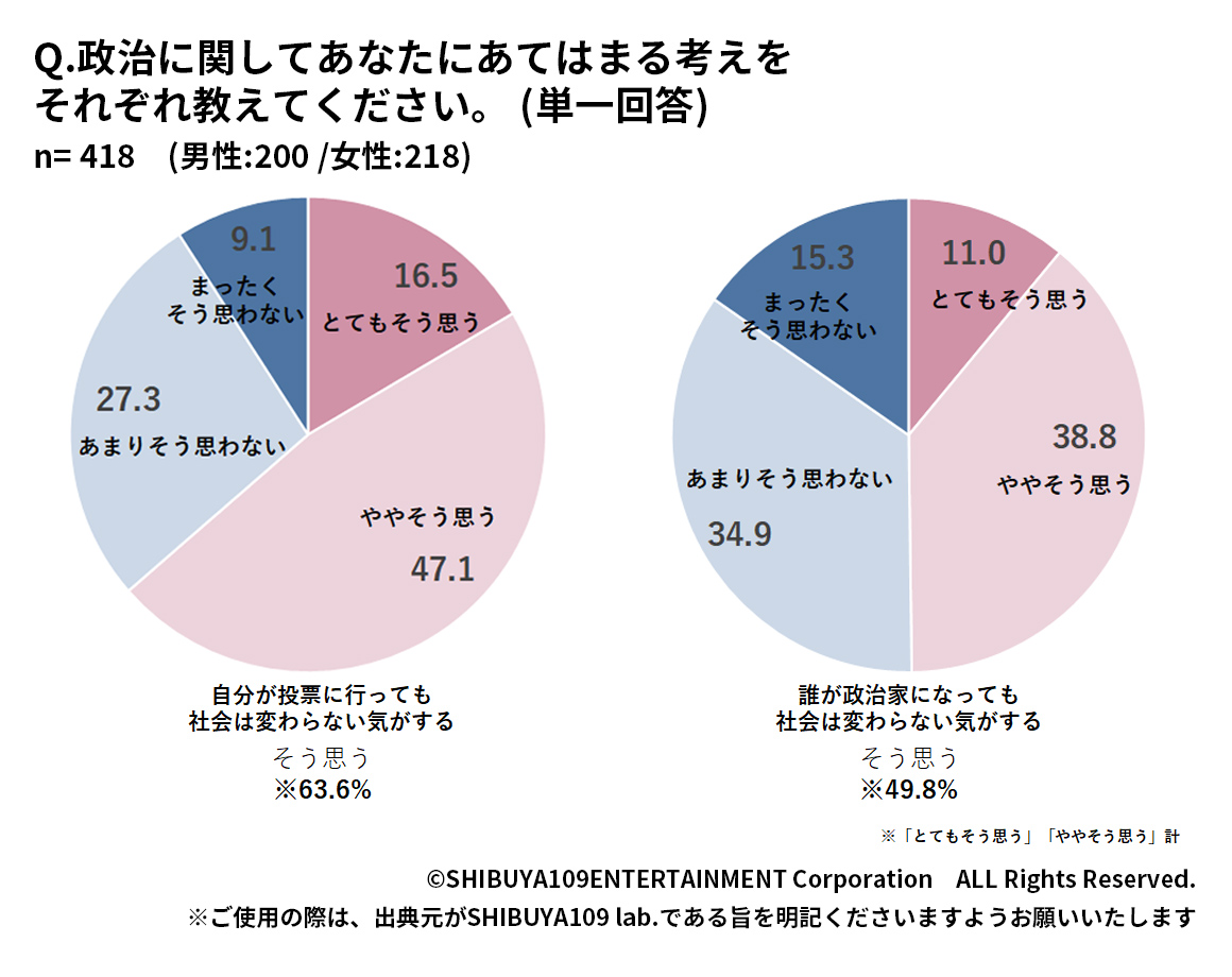 Z世代の投票に行くことや政治家についての考え